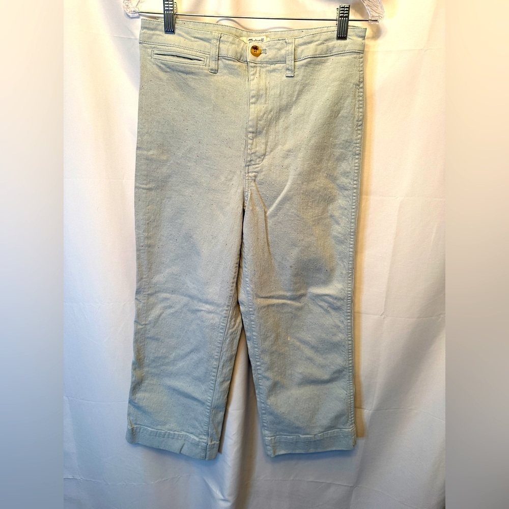 Madewell Size 28 Slim Emmett Wide Leg Crop Pants Speckle Blue‎ 24” Inseam